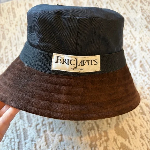 Eric Javits Brown Suede Wide-Brim bucket Hat - Picture 3 of 5